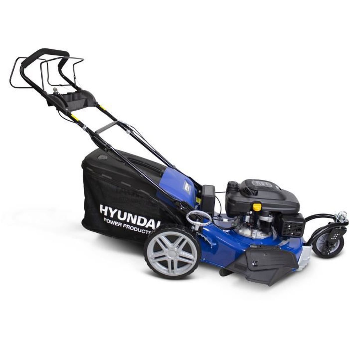 Tondeuse thermique autotractée HYUNDAI – 56 cm – 3 roues – 196 CC – Démarrage électrique Mulching